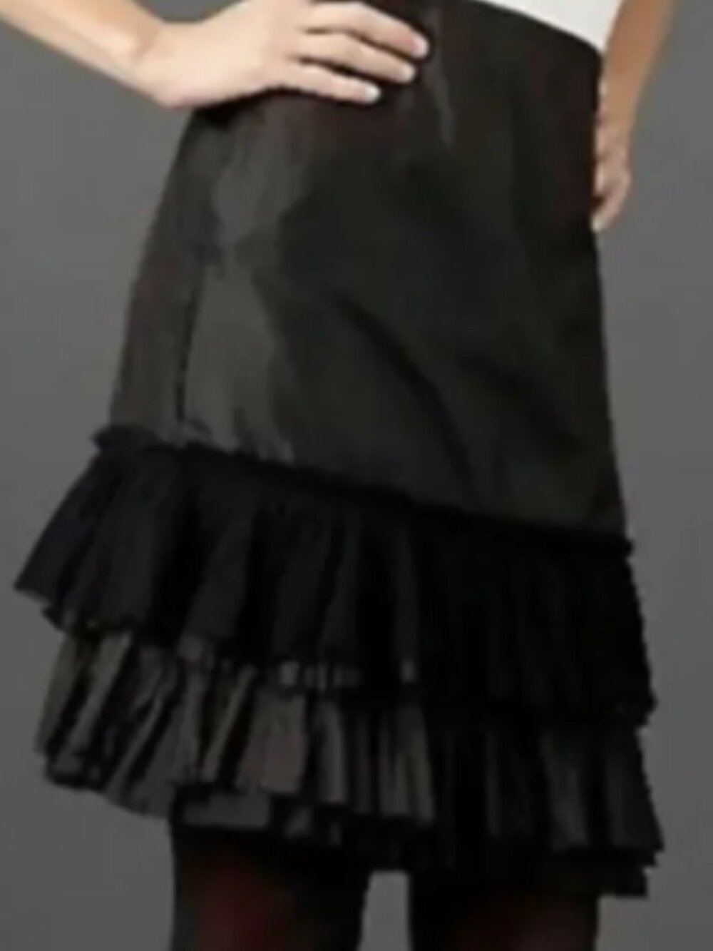 Eileen Fisher Black Ruffle Skirt 100% silk.